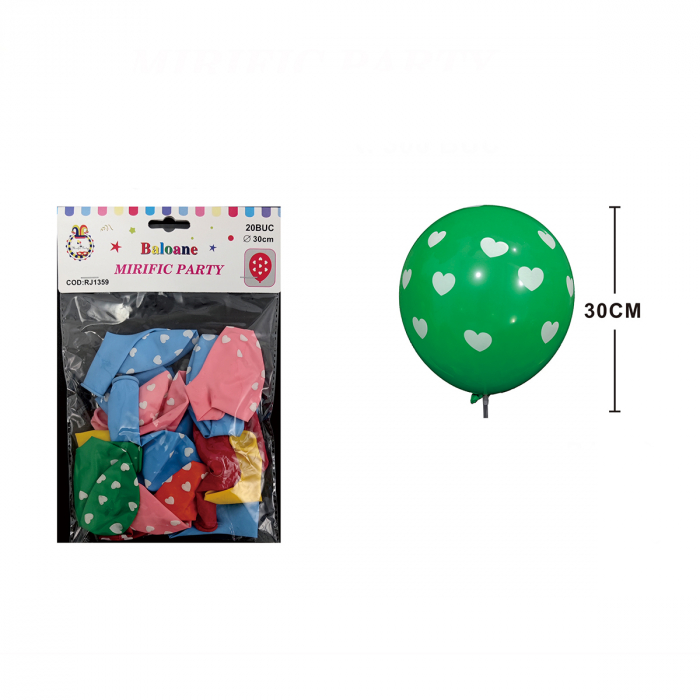 Set 20 baloane din latex pentru petrecere cu imprimeu inimioare 30 cm RJ1359 [2]