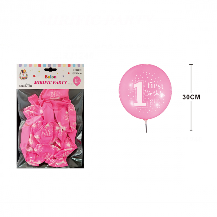 Set 20 baloane din latex pentru petrecere ' First birthday girl ' RJ1246 [2]