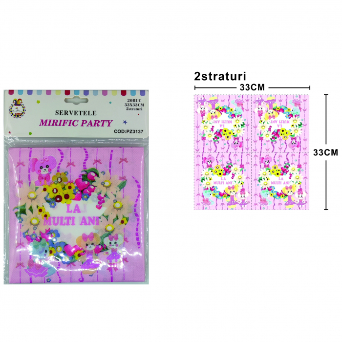 Set 20 servetele party cu 2 straturi 33 x 33 cm PZ3137 [2]