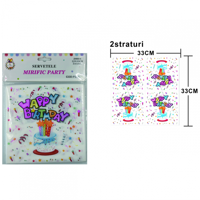 Set 20 servetele party cu 2 straturi 33 x 33 cm PZ3090 [2]