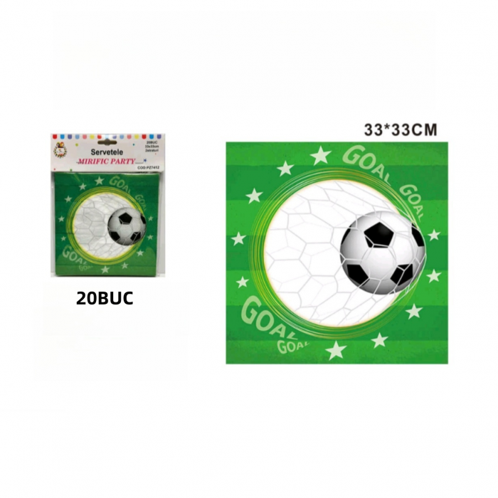 Set 20 servetele party cu 2 straturi, tematica Fotbal 33 x 33 cm PZ7412 [2]