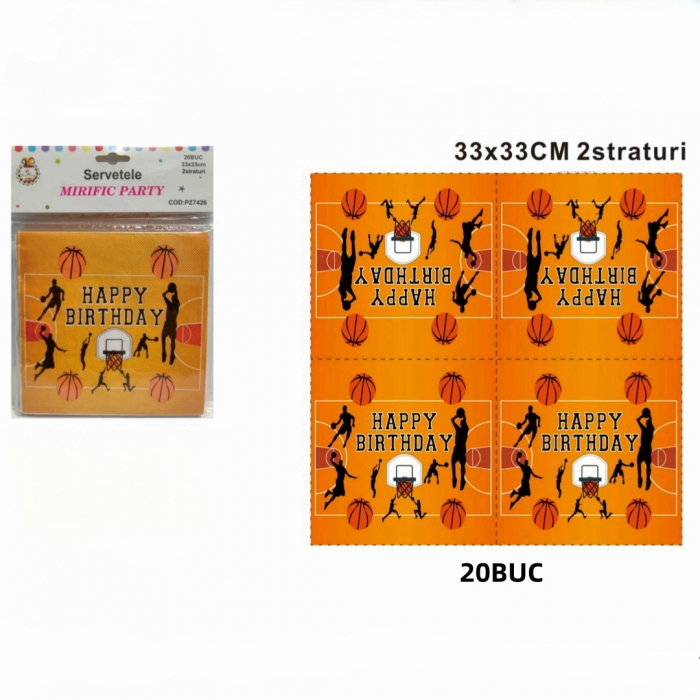 Set 20 servetele party cu 2 straturi, tematica Baschet 33 x 33 cm PZ7426 [2]