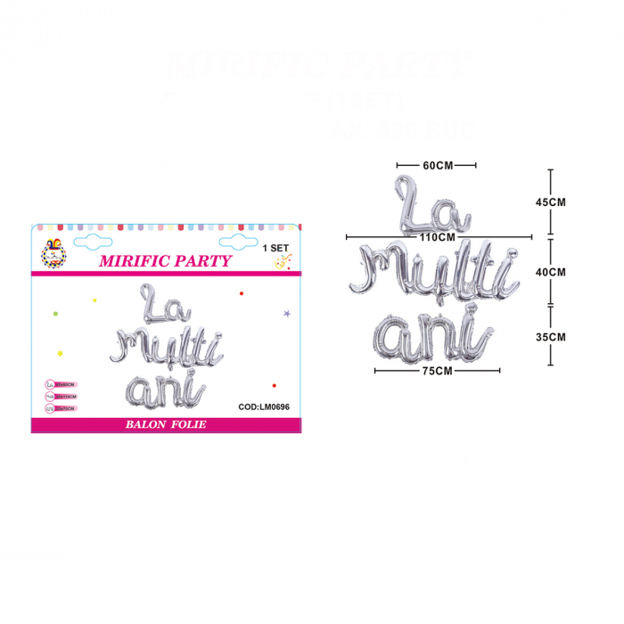 Set 3 baloane din folie de aluminiu 'La multi ani' LM0696 [2]