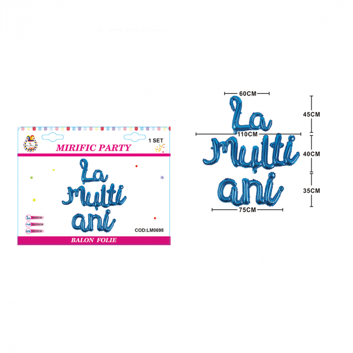 Set 3 baloane din folie de aluminiu 'La multi ani' LM0698 [2]