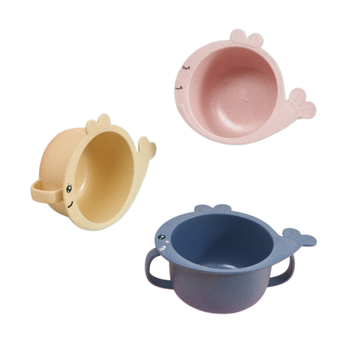 Set 3 boluri de hranire cu maner 350 ml, model balena SHYE-6534 [2]