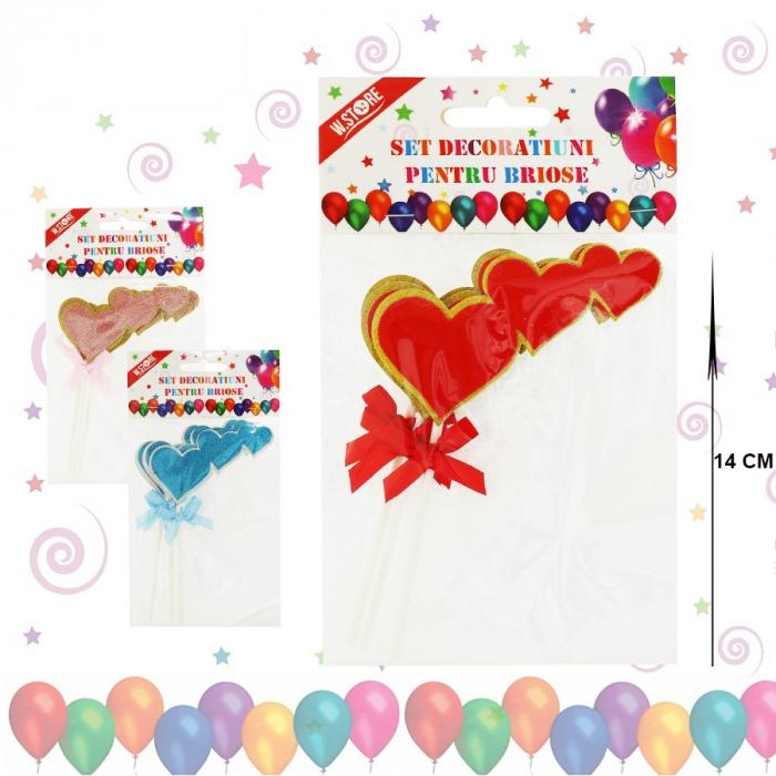 Set 3 decoratiuni cu inimioare pentru briose 061468 [2]