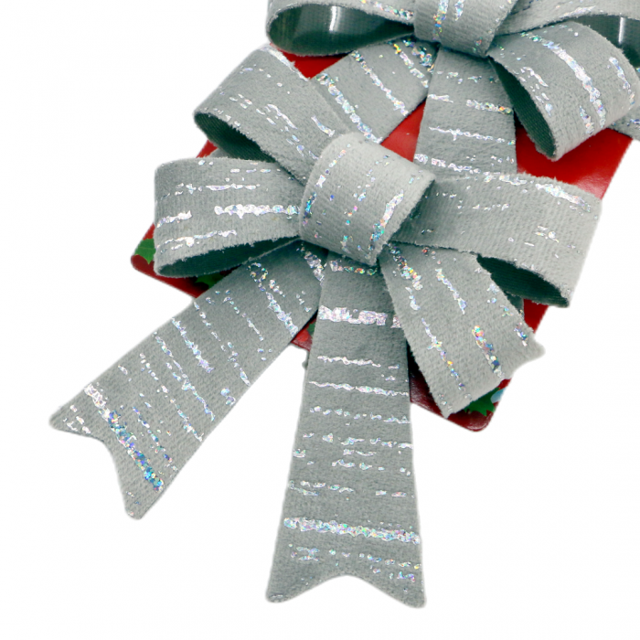 Set 3 fundite decorative pentru Craciun 10 x 13 cm 009391argintiu [2]