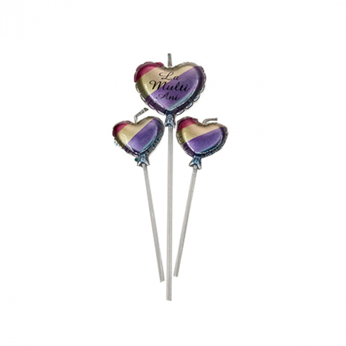 Set 3 lumanari aniversare pentru tort forma inima ' La Multi Ani ' 13 cm LZ2602 [1]