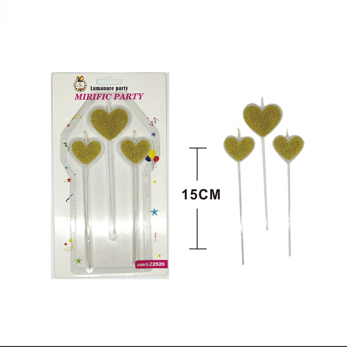 Set 3 lumanari aniversare pentru tort in forma de inimioara 15 cm LZ2520 [2]