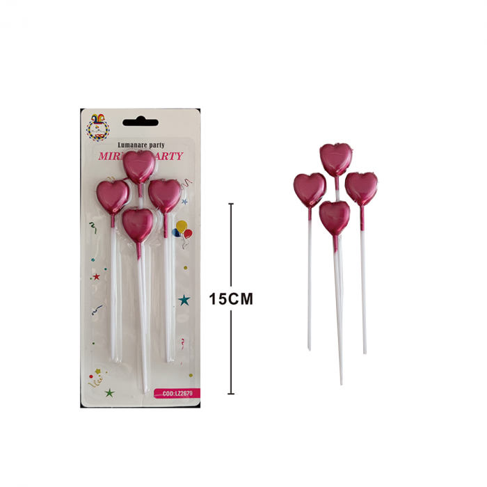 Set 4 lumanari aniversare pentru tort in forma de inima 15 cm LZ2679 [2]