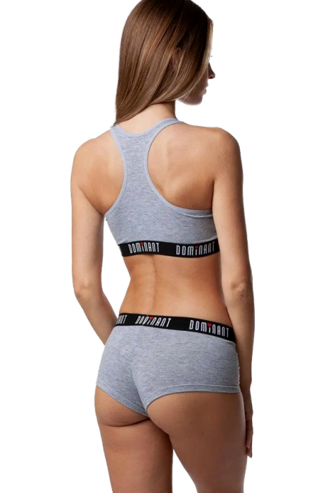 Set 3 piese lenjerie intima, bustiera, boxeri si chiloti tanga 95000gri deschis [7]