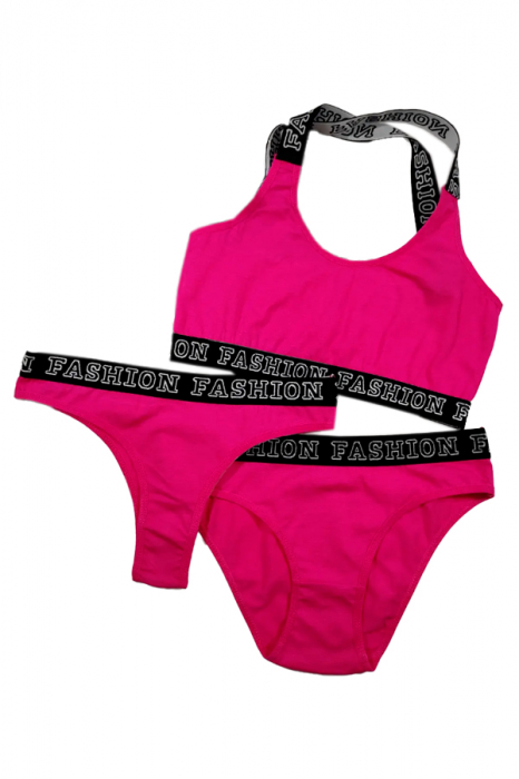 Set 3 piese lenjerie intima, bustiera, chiloti clasici si chiloti tanga 95000-7roz [1]