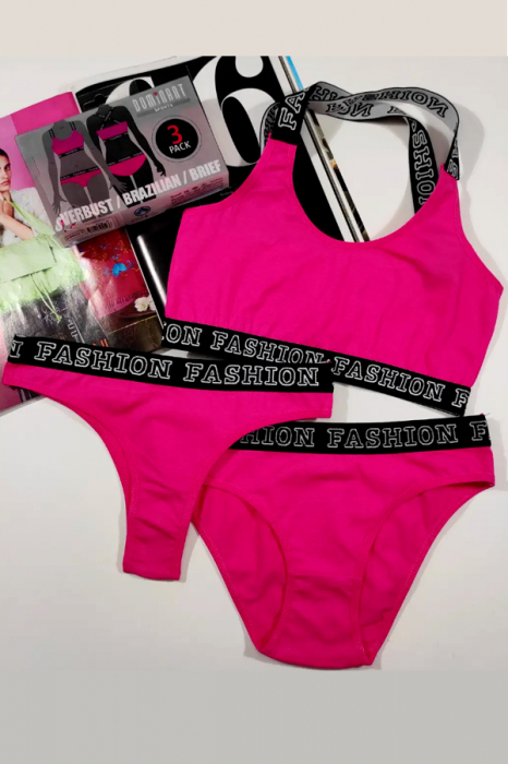 Set 3 piese lenjerie intima, bustiera, chiloti clasici si chiloti tanga 95000-7roz [2]