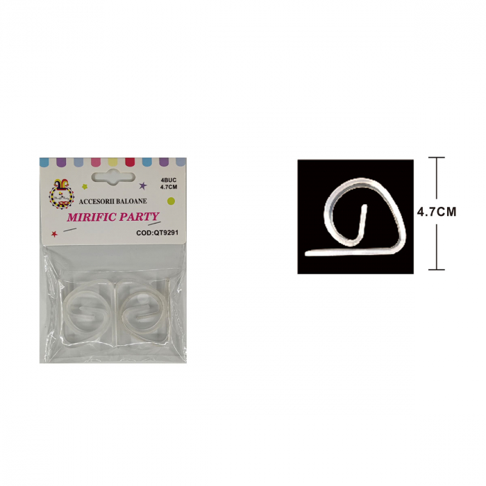 Set 4 accesorii pentru prindere baloane din plastic 4.7 cm QT9291 [2]