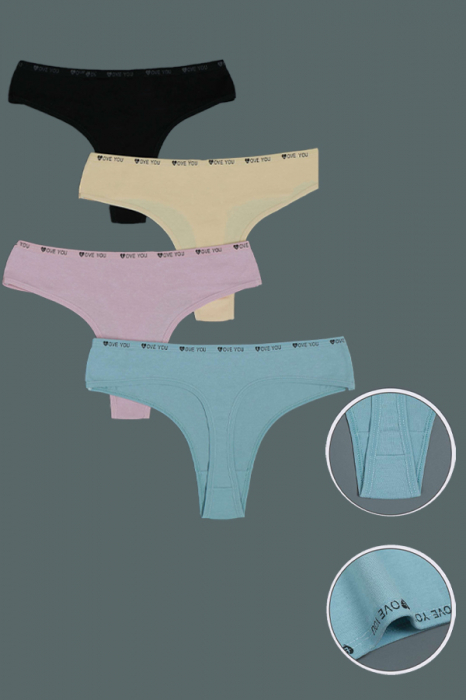 Set 4 chiloti tanga din bumbac TANG-A3265 [2]