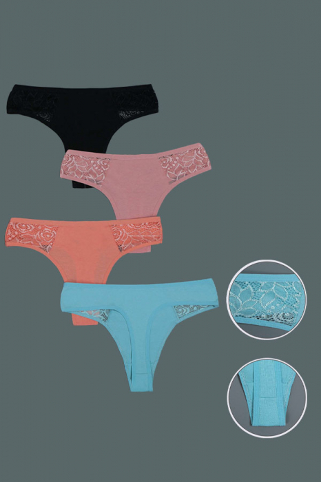 Set 4 chiloti tanga din bumbac TANG-A3302 [2]