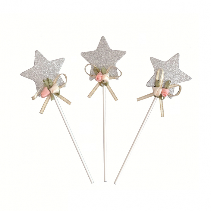 Set 3 decoratiuni pentru tort ' Stelute accesorizate cu flori ' QT9541 [1]
