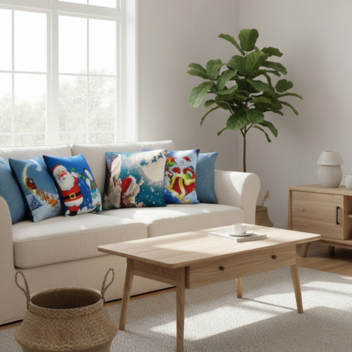 Set 4 huse pentru fete de perna, model Craciun 45 x 45 cm 6220-4mixt [4]