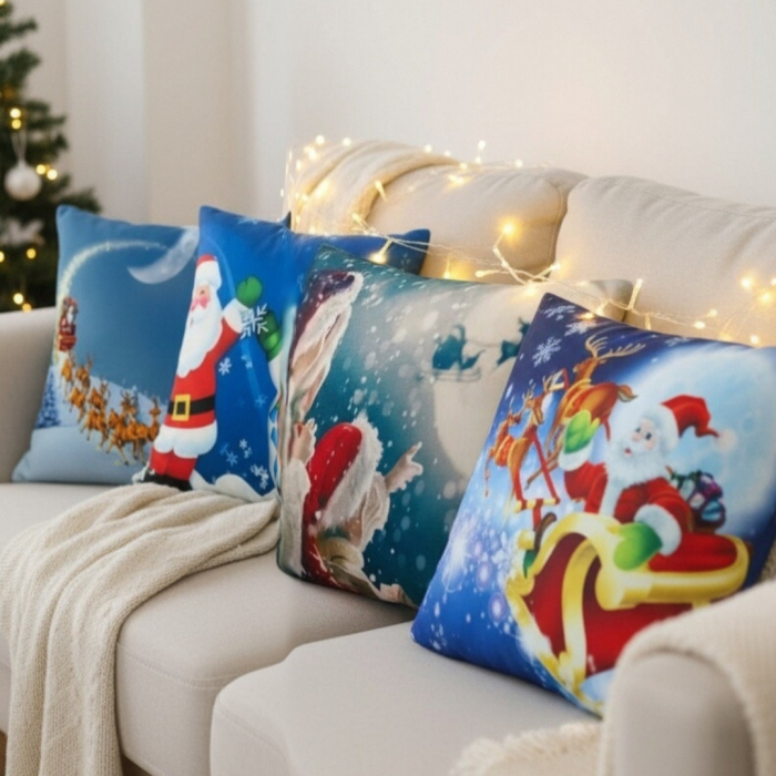 Set 4 huse pentru fete de perna, model Craciun 45 x 45 cm 6220-4mixt [2]