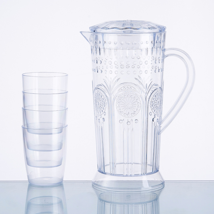 Set 4 pahare 250 ml si carafa 2000 ml SHYE-6125-4transparent [2]
