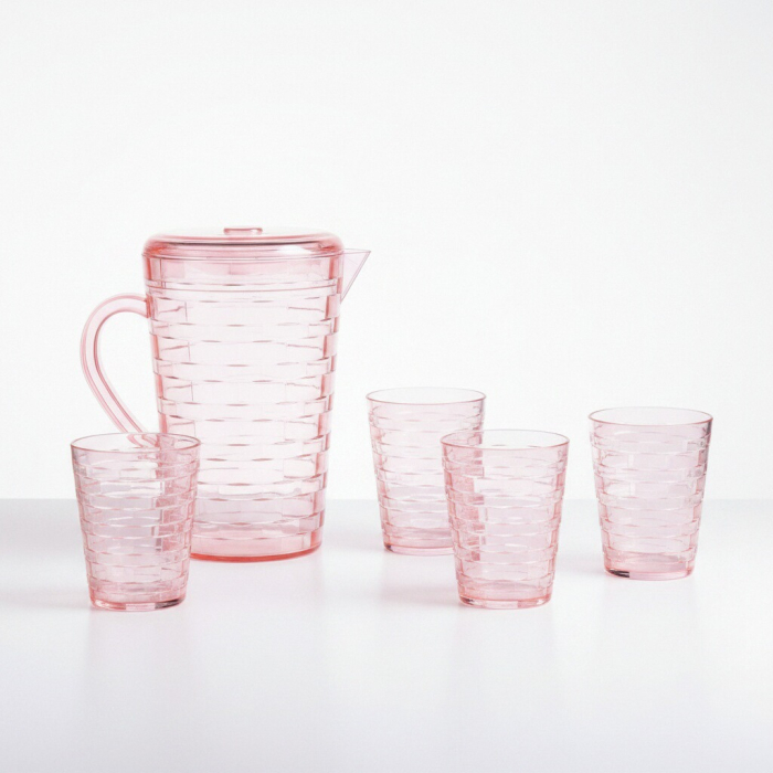 Set 4 pahare 300 ml si carafa 2000 ml SHYE-5590-4roz [3]