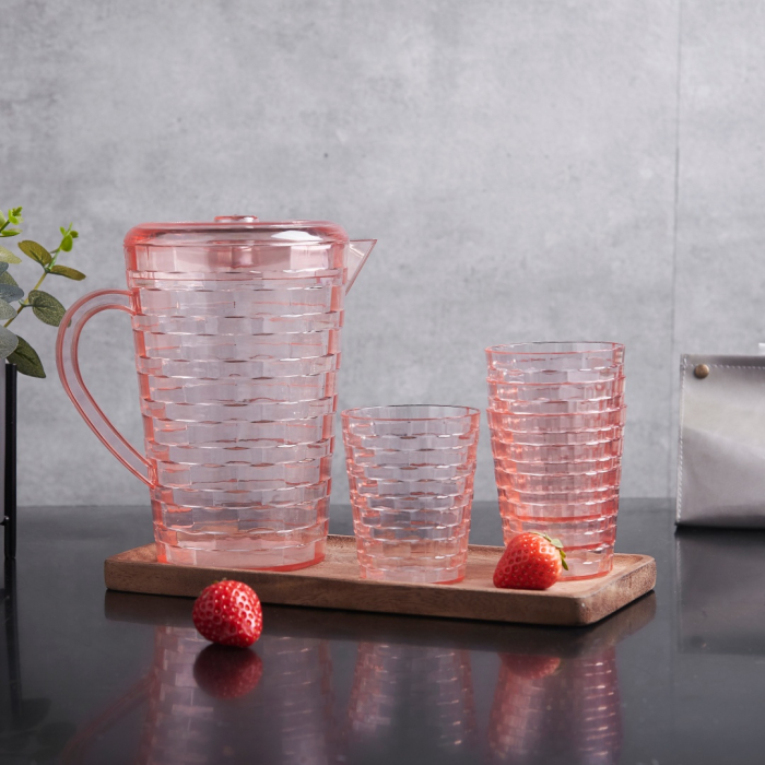 Set 4 pahare 300 ml si carafa 2000 ml SHYE-5590-4roz [2]
