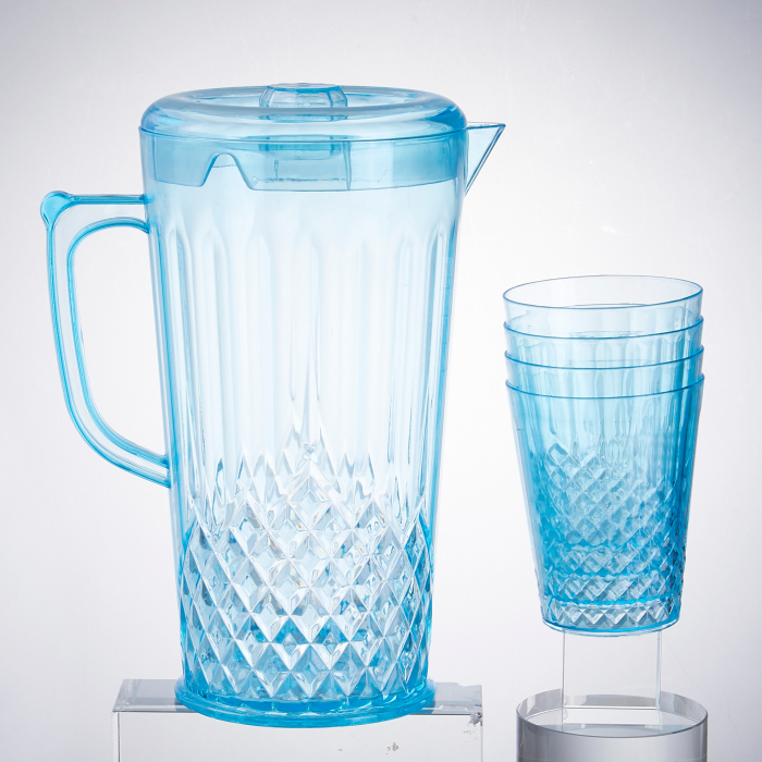 Set 4 pahare 300 ml si carafa 2200 ml SHYE-5399-4albastru [2]