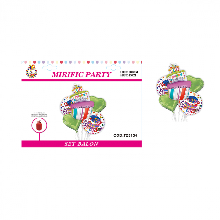 Set aranjament 5 baloane din folie ' Tort happy birthday '  100 cm TZ5134 [2]
