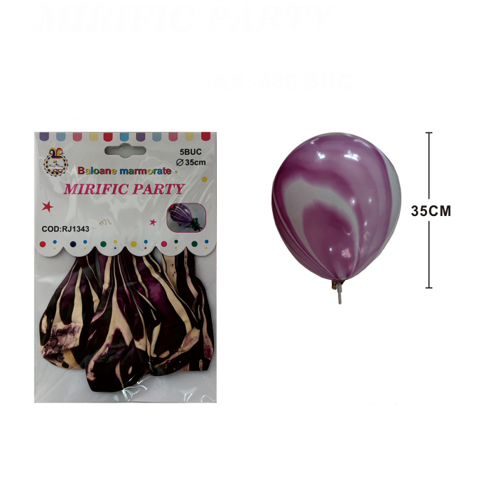 Set 5 baloane marmorate din latex 35 cm RJ1343 [2]