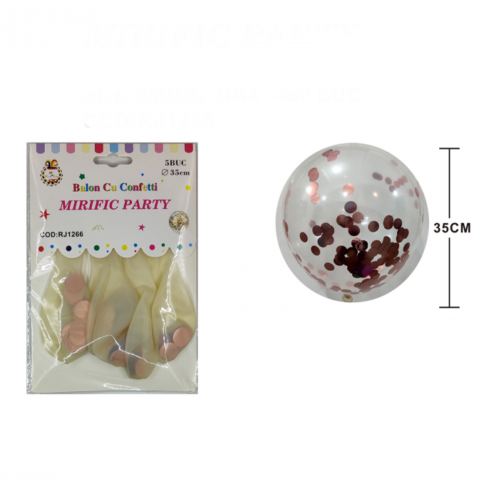 Set 5 baloane transparente din latex cu confetti 35 cm RJ1266 [2]