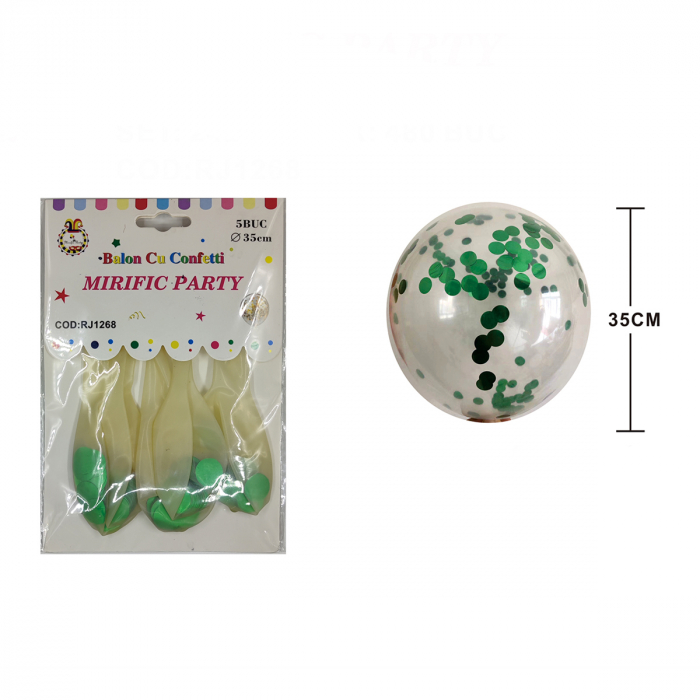 Set 5 baloane transparente din latex cu confetti 35 cm RJ1268 [2]