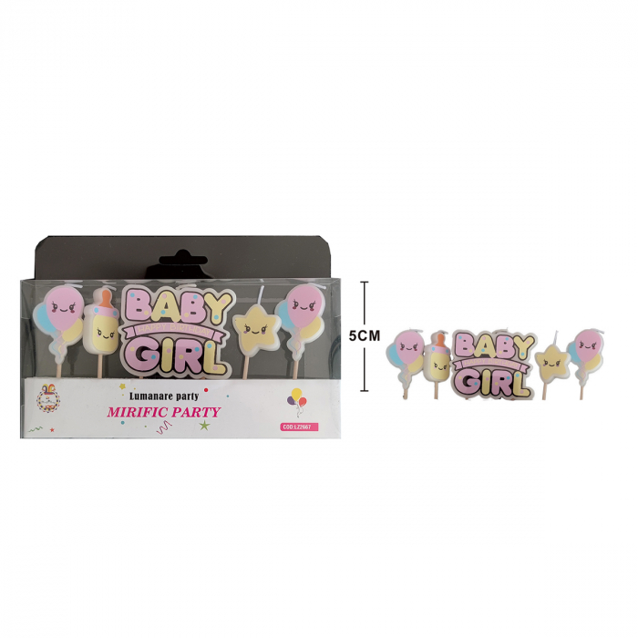 Set 5 lumanari aniversare pentru tort ' Happy B'day Baby Girl ' 5 cm LZ2667 [2]