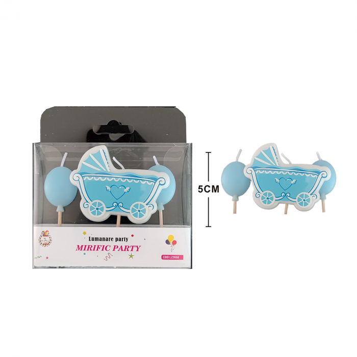 Set 3 lumanari aniversare pentru tort ' Carucior bebe si baloane ' 5 cm LZ2658 [2]