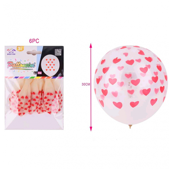 Set 6 baloane transparente cu inimioare FA0536 [2]