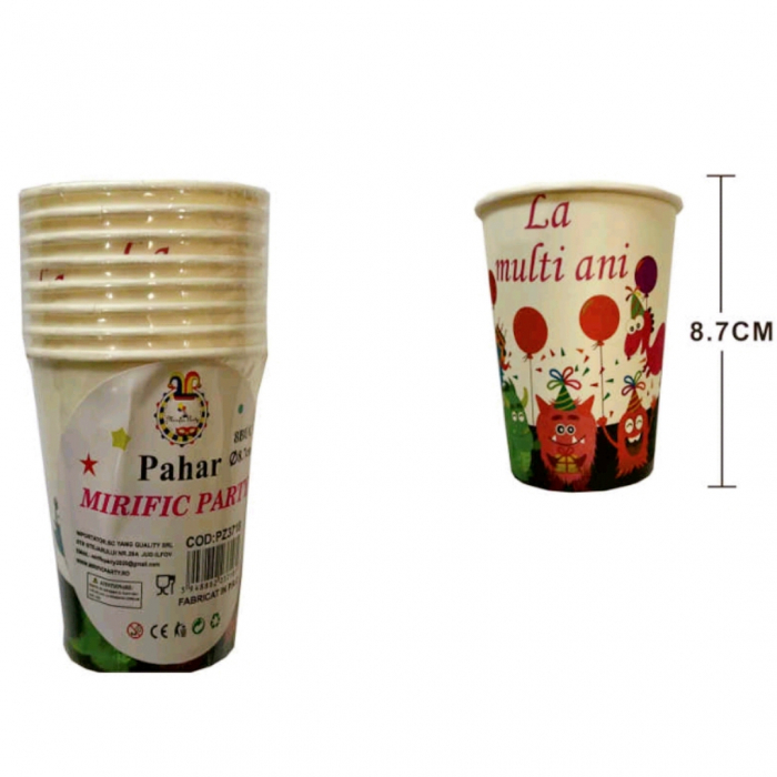 Set 8 pahare pentru petrecere ' La multi ani ' 8.7 cm PZ3718 [2]