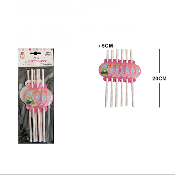 Set 6 paie pentru bauturi din hartie imprimeu ' Desene animate '  20 cm PZ3486 [2]