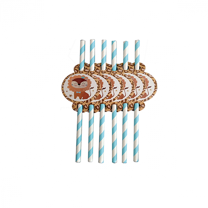 Set 6 paie pentru bauturi din hartie figurina ' Leu ' 20 cm PZ3489 [1]