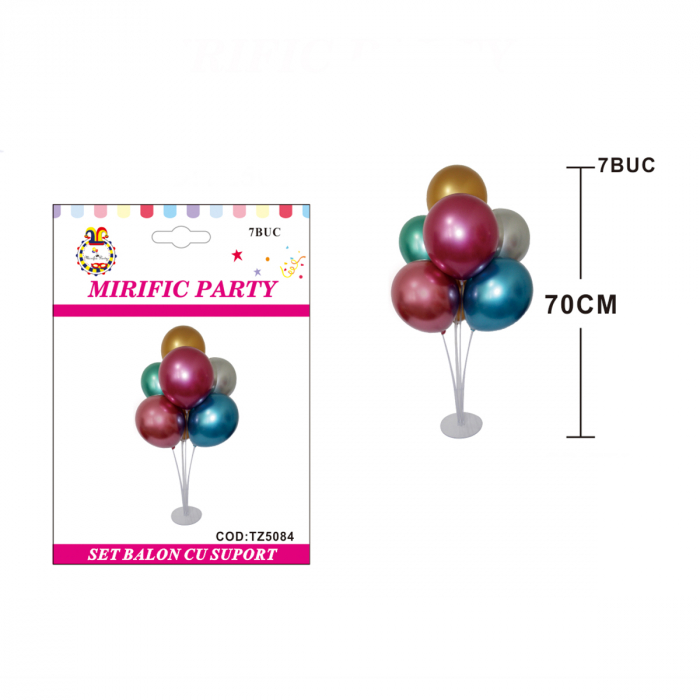 Set 7 baloane metalizate din latex cu suport 70 cm TZ5084 [2]