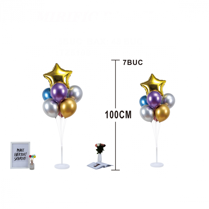 Set 7 baloane metalizate din latex cu suport 100 cm TZ5109 [2]
