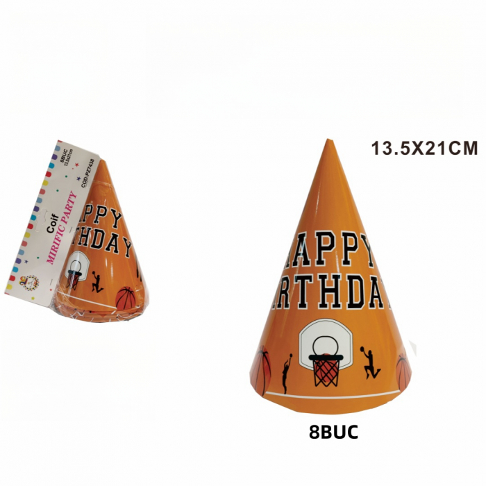 Set 8 coifuri pentru petrecere cu tematica Baschet 21 x 13.5 cm PZ7438 [2]