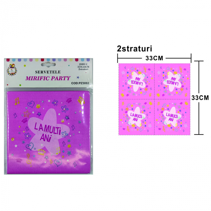 Set 20 servetele party cu 2 straturi 33 x 33 cm PZ3082 [2]