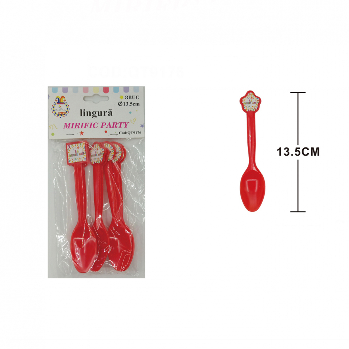 Set 8 lingurite din plastic pentru petrecere 13.5 cm QT9176 [2]