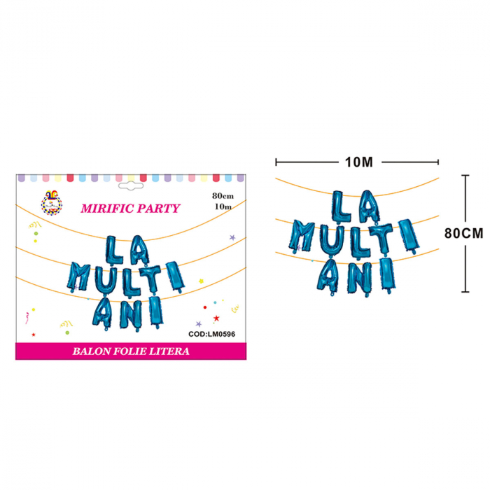 Set aranjament 10 baloane din folie ' La multi ani ' 10 m x 80 cm LM0596 [2]