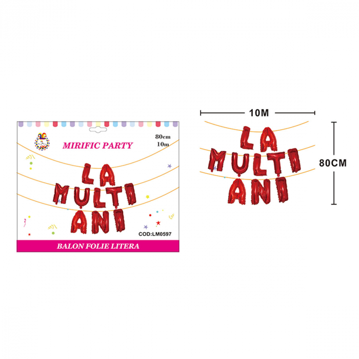 Set aranjament 10 baloane din folie ' La multi ani ' 10 m x 80 cm LM0597 [2]