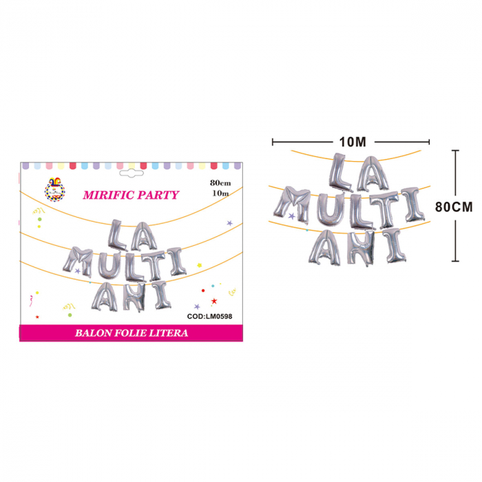 Set aranjament 10 baloane din folie ' La multi ani ' 10 m x 80 cm LM0598 [2]
