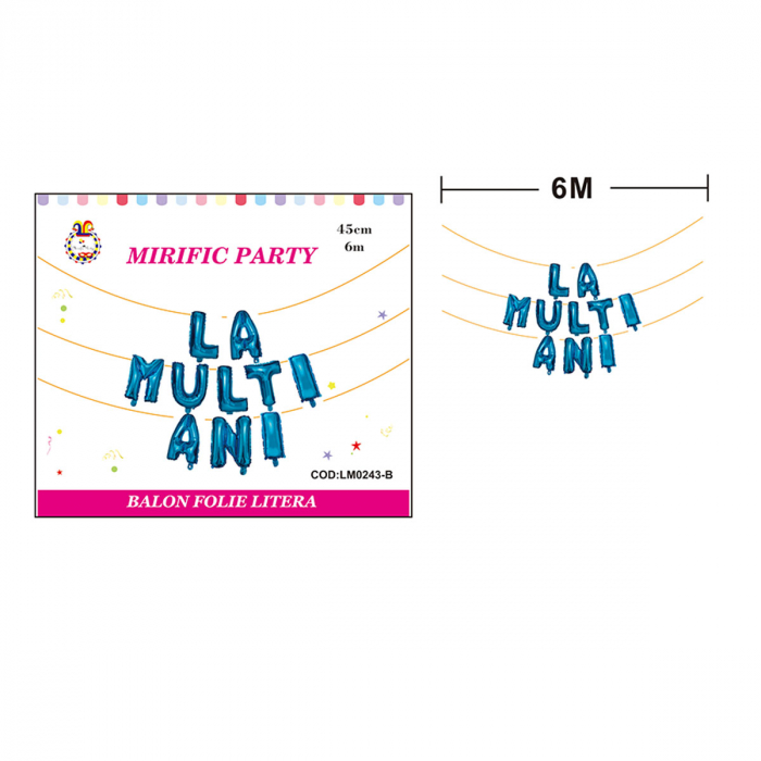 Set aranjament 10 baloane din folie ' La multi ani ' 6 m x 45 cm LM0243-B [2]