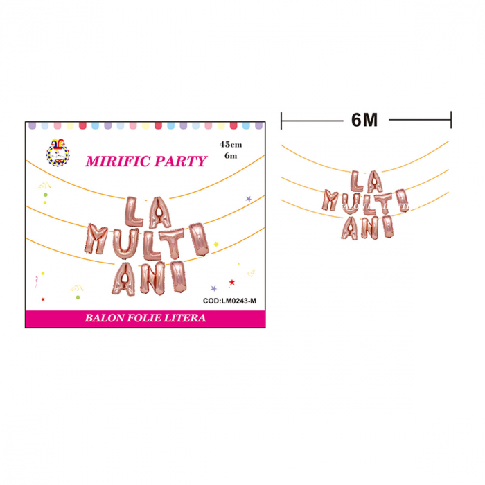 Set aranjament 10 baloane din folie ' La multi ani ' 6 m x 45 cm LM0243-M [2]