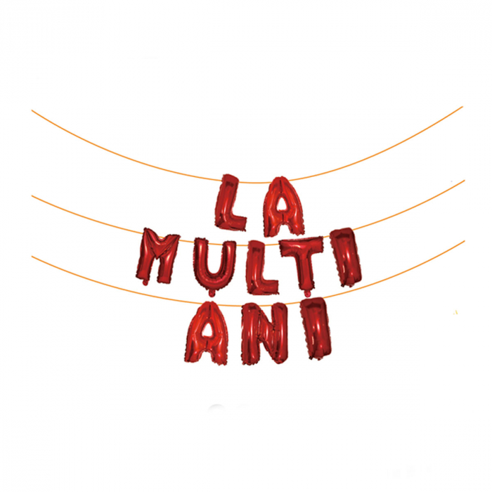 Set aranjament 10 baloane din folie ' La multi ani ' 6 m x 45 cm LM0243-R [1]