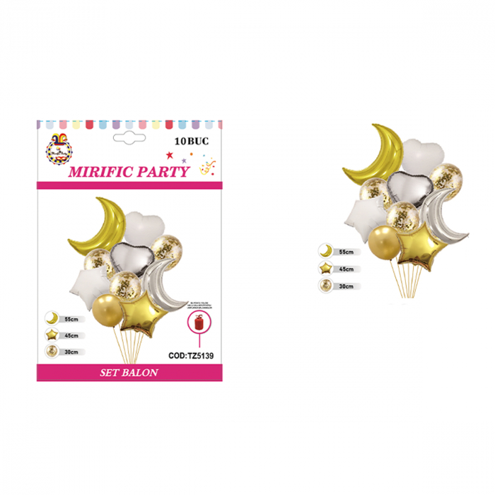 Set aranjament 10 baloane cu confetti 55 cm TZ5139 [2]