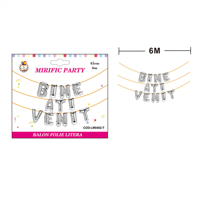 Set aranjament 12 baloane din folie  ' Bine ati venit ' 6 m x 45 cm LM0402-T [2]